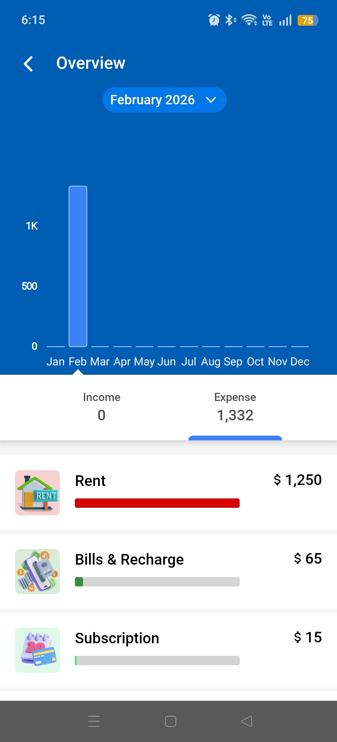 Income vs Expenses screenshot